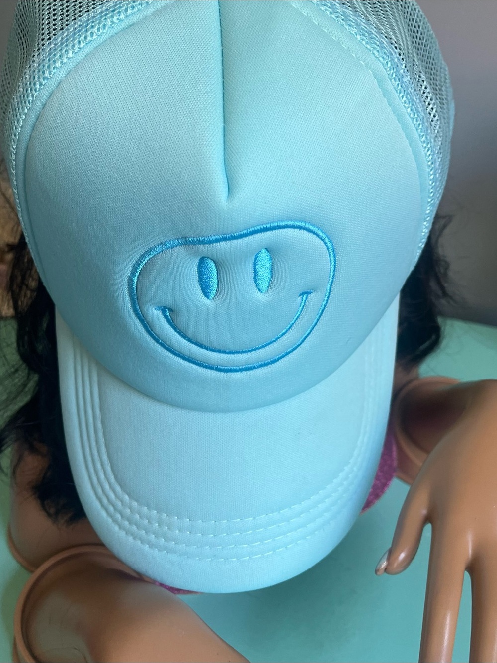 Smiley Face Mesh Trucker Hat